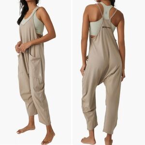 FP Movement Hot Shot Jumpsuit in Mocha Latte sz M Relaxed Fit Slouchy